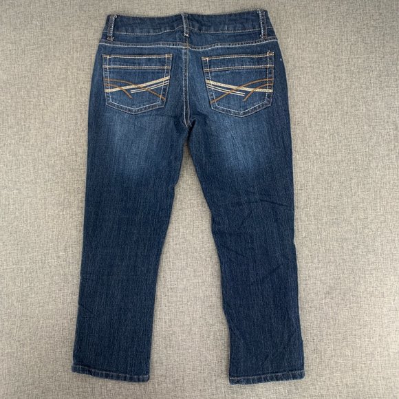 So Straight Dark Blue Denim Jeans Size 5 Low Rise 78%‎ Cotton Polyester Spandex - Picture 10 of 14